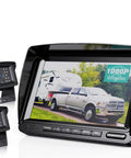 Wireless Backup Camera System Kit With Dual 7 Inch LCD Split Monitor For RV Truck Bus Camper And Trailer IP69K waterproof cameras