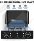 Countertop Ice Maker With Sturdy Carry Handle, Portable Ice Machine Freezing Bullet Ice Cubes In Rapid Six Minutes, Delivers Twenty Six Pounds Daily, Lowkey Essential Home And Tailgate Chiller In Jet Black, control panel view.