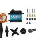 DS3225 PRO 25Kg Coreless RC Servo With Aluminum Body 7.4V High Voltage Ultra Fast 0.06s 60 Degree Response mounted with horns and screws