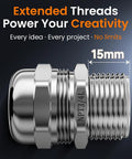Two Pack Three Quarter Inch NPT Stainless Steel Cable Glands Waterproof IP68 Rugged Heavy Duty Metal Strain Relief Cord Grip