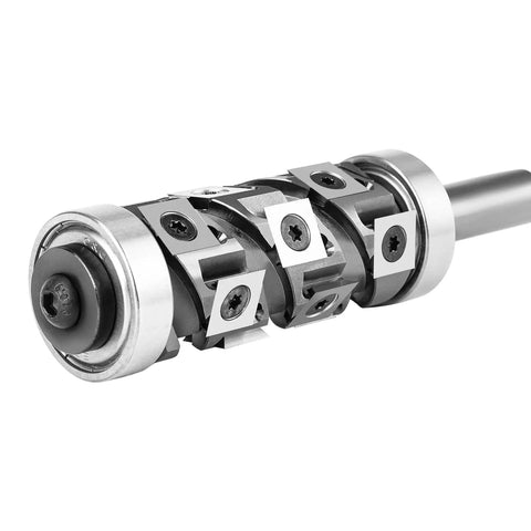 Top And Bottom Bearing Flush Trim Router Bit With Half Inch Shank Pro Grade Industrial Woodworking Tool Featuring 14 Replaceable Carbide Inserts view