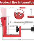Pocket Hole Jig Kit With Adjustable Aluminum Pocket Hole System Portable Screw Jig Set dimensions and components guide.