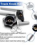 T Track Knob Kit Set showing star knobs, washers, and bolts. Features include carbon steel core and threaded inserts.
