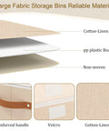 Layered composition of Large Fabric Storage Bins With Lids And Handles 17.7 By 11.8 By 11.8 Inches showing materials