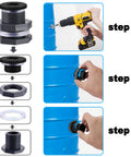 Installation steps for 4 Pack Rain Barrel Bulkhead Fittings Kit With Plugs And Hole Saw Tool Easy Install 1 Inch ID PVC Spigot Connectors