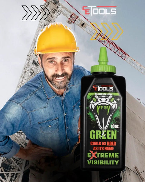 Mean Green Ultra Fine Marking Chalk For Chalklines 10 Oz Hydrophobic Construction Chalk With Extreme Visibility Green Color