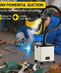 Welder using Powerful 100W Solder Smoke Fume Extractor with 3 Stage Filtration, 240 M3 Per Hour Airflow in workshop