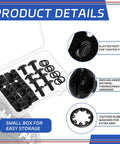 Built Tough 8 Piece Football Backplate Screw Kit With Truss Head Bolts Slotted Fasteners And Rubber Washer Gaskets To Lock Down Your Court Setup In Clean Square Black Hardware Finish in a clear storage box.