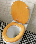 Premium Solid Wood Beech Elongated Toilet Seat With Rock Solid Stainless Steel Hinges for universal mount in bathroom