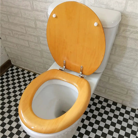 Premium Solid Wood Beech Elongated Toilet Seat With Rock Solid Stainless Steel Hinges for universal mount in bathroom