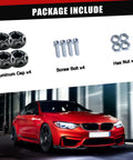 Top Shelf M6 License Plate Screws 12 Piece Kit Slick Black CNC Machined Aluminum Alloy set including caps, bolts, and nuts.