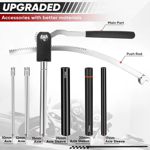 Dirt Bike Tire Changing Tool Kit With 10mm 12mm 15mm Axle Adapters Fits 16 To 21 Inch Wheels Quick Tire Change On The Trail Foldable Design