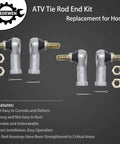 Honda Foreman Tie Rod End Kit For 1997-2017 ATV 400 450 500 Bolt-On Direct Fit Easy Install Replacement Ball Joints, OE Spec Quality, Long-Lasting Steering Linkage Upgrade, 2-pack