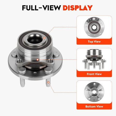 Front And Rear Wheel Hub Bearing Assembly Replacement 512460 Direct Fit Bolt On For Explorer 2011 2018, shown in multiple views.