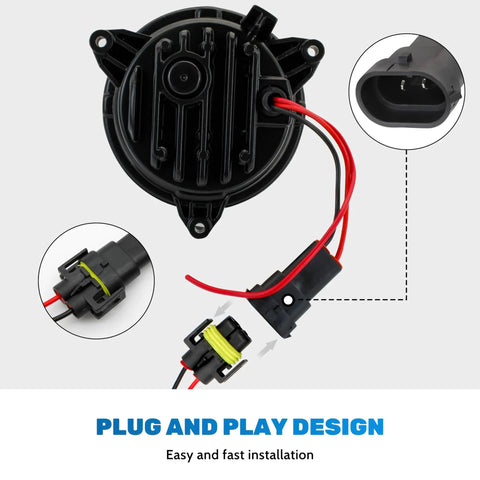 Back of LED Low Beam Headlights With Halo Ring DRL For Can Am Outlander 2012-2022 showing plug and play connector design.