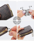 8 Pcs Metal Zipper Pull Tabs Replacement Kit For Luggage Jackets Purses Backpacks Coats And Suitcases Clip On 26mm Zipper Pulls In Silver Gold Bronze Gunmetal Black Durable Easy Fix shown being attached to a zipper on a brown pouch.