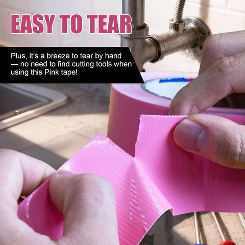 Pink Duct Tape Heavy Duty 2 Roll Set, 9 Mil Thick, 2 Inch By 25 Yards Each, Waterproof No Residue Tear By Hand Tape Built For Indoor And Outdoor Fixes, Flexible Adhesive For Quick DIY Jobs, Tough As Nails, torn by hand