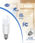 Enclosed Fixture LED Stick Bulbs 14W, 100W Equivalent, 5000K Daylight, 1500LM, Slim 1.81 Inch E26 Base in a home fixture