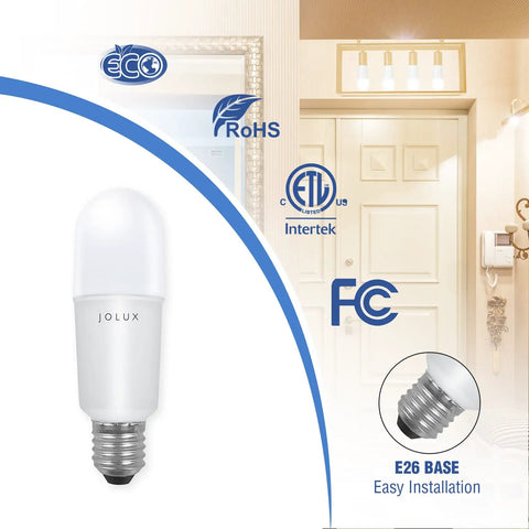 Enclosed Fixture LED Stick Bulbs 14W, 100W Equivalent, 5000K Daylight, 1500LM, Slim 1.81 Inch E26 Base in a home fixture