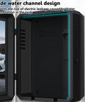Wall Mount EV Charger Protector Box Waterproof Security Enclosure With Combo Lock Black Shell showing wide water channel design.