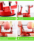 Heavy Duty Apple Peeler Corer Slicer With Hella Tough Stainless Steel Blades and Killer Chrome Construction for Apples and Potatoes, steps for use.