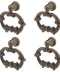Old-School Alloy Pull Handles For Jewelry Box, Cabinet And Drawer, 4 Pack European Style Antique Bronze Round Ring Door Knobs