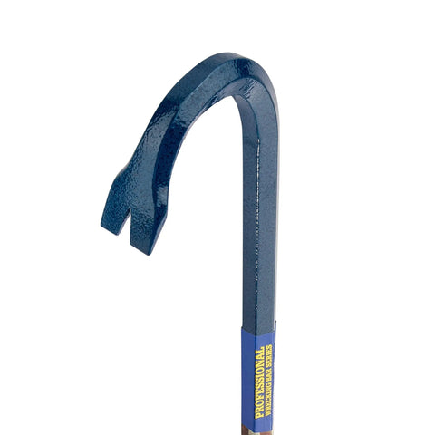 Close-up of Gooseneck Wrecking Bar for Heavy Duty Demolition Three Quarters Inch by Thirty Inch Pry Bar With Angled Chisel End