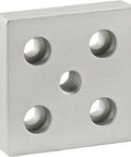 10 Series Aluminum Base Plate For T Slot Profiles 2 Inch By 0.5 Inch By 2 Inch Center 3/8-16 Tap Through Four Corner Drill Throughs
