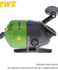 Crappie Thunder Spincast Fishing Reel With All Metal Gears And Ball Bearing Drive Built Tough Stainless Steel Nose Cone 4.3 To 1 Gear Ratio Right Or Left Hand Retrieve Green Ready To Fish, side view