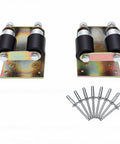 Lower Roller Bracket Bundle Kit With Rollers And Hardware For 379 Trucks, driver and passenger side, shown with bolts and brackets.
