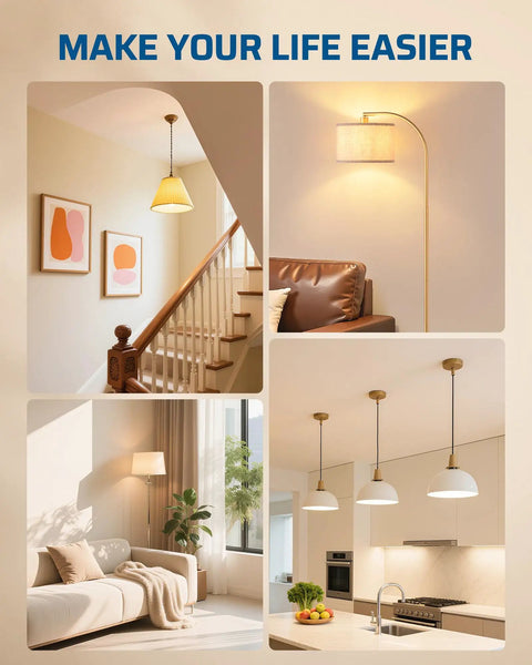 Various lighting fixtures using Remote Control Light Socket With 100 Ft Range, Wireless No Wiring Lighting Control For Pull Chain Fixtures