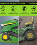 Comparison of clean and dirty John Deere lawn tractor showcasing Air Filter MIU14395 For John Deere D100 D105 D125 D130