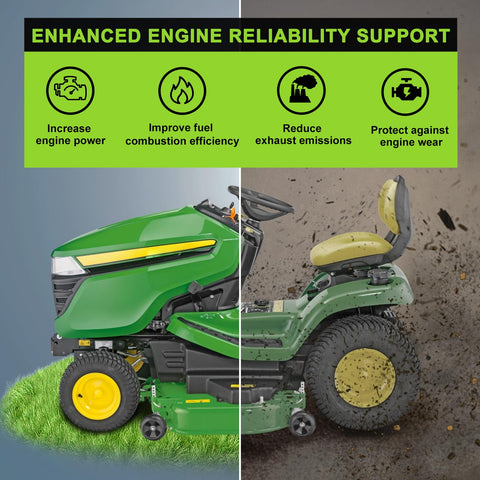 Comparison of clean and dirty John Deere lawn tractor showcasing Air Filter MIU14395 For John Deere D100 D105 D125 D130