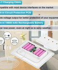 Heavy Duty 9W Solar Panel With Built In 15600 Mah Battery Reserve Set Up For Wireless Security Cameras And Outdoor Gear featuring 3-in-1 charging cable and internal battery.