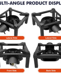 Multi-angle view of Beast High-Pressure Outdoor Propane Stove with 100,000 BTU heat, showing lateral, front, and back sides.