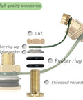 12 Pack Gas Can Vent Caps Kit Premium Brass Gas Tank Vent Cap With Viton Seals components including nuts, rings, and valve stem