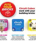Gears Go Multi Vehicle Mobility Launch Kit with Circuit Cubes, motor, battery, and RGB light cube for STEM lovers.