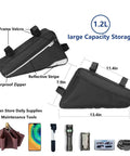 All In One Bike Repair Kit With 16 Tools Mini Pump Tire Levers Patches And Water Resistant Triangle Frame Bag dimensions and features