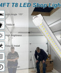 Image of Bright 4 Foot Shop Lights 50W 6500K 7000LM Linkable Integrated V Shape For Garage Shop Warehouse Bay Lighting with features.