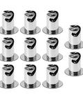 10 Pack Chrome Quarter Turn Fasteners.500 Grip 7/16 Aluminum Oval Pull Buttons arranged in a grid, showcasing their chrome finish.