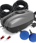 All In One Pond Aerator Kit With Check Valves Air Stones And Airline Tubing For Outdoor Ponds Up To 1000 Gallons No Fuss Easy Setup Low Watt Four Watt Pump Delivers Two Point Three PSI For Quick Oxygenation And Healthy Water