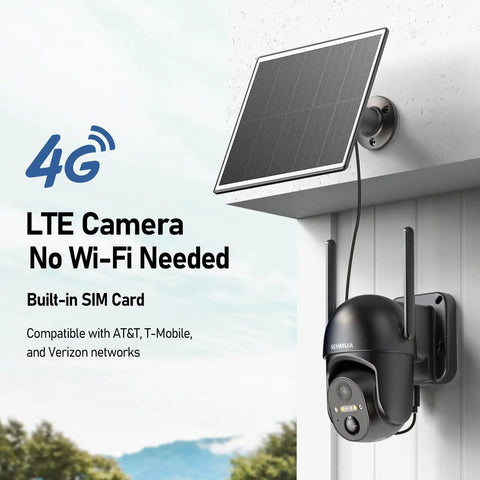 4G LTE Cellular Solar Security Cam For Outdoor Use No WiFi Needed with solar panel and SIM card installed outdoors