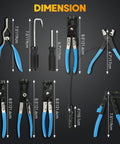 9-piece Weyleity long-reach hose clamp plier set with blue handles for automotive fuel, oil and coolant hoses
