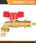 Side view of 5-Pack Sillcock Hose Bibb Valve Set, 3/4 Inch MIP Inlet X 3/4 Inch MHT Outlet, brass construction with red handle