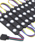 Lit RGB Window Lights For Storefronts 12V Waterproof LED Modules, 10 units 5050 SMD, color wires, close-up of connected modules