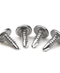 Badass 100 Pack Number 8 X Half Inch 410 Stainless Wafer Head Phillips Self Drilling Sheet Metal Tek Screws close-up view.