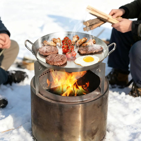 Stainless Steel Grill Cookware For Solo Stove Bonfire 19.5 Inch Fire Pit Portable Round Grilling Pan With Legs cooking outdoors