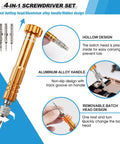 4-in-1 screwdriver set with aluminum alloy handle, removable batch head, and four interchangeable tips