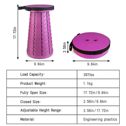 Portable Foldable Camping Chair With Adjustable Height Grab And Go Heavy Duty Stool, size 17.72x9.84in, engineering plastic