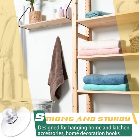 Heavy Duty 20 Piece Suction Cups With Screws 40mm Clear Pvc Sucker Pads, securing towels and decor on bathroom wall.
